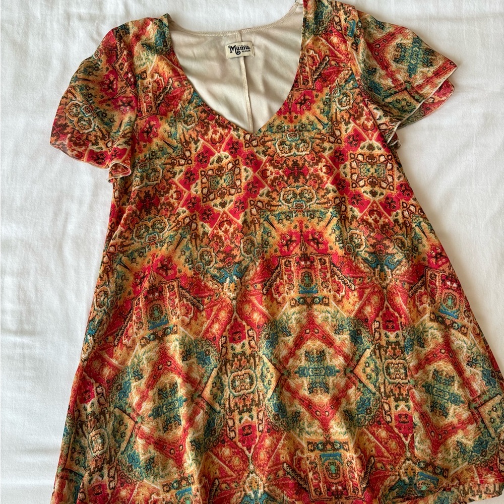 Show Me Your Mumu Kylie Mini Dress | Santiago Sandstone print | Size: Medium
